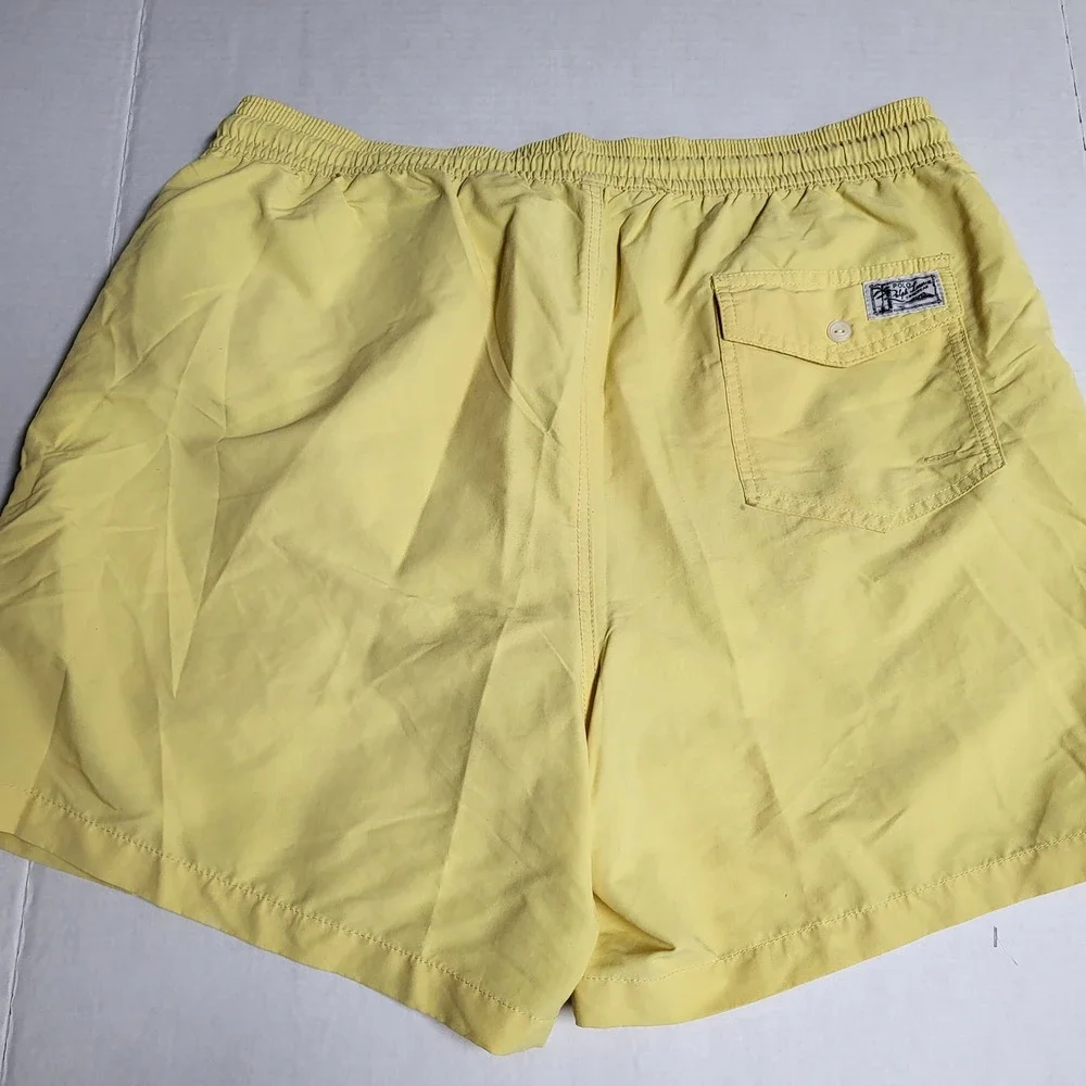 Polo Ralph Lauren Mens XL‎ Yellow Swim Trunks Mesh Lined Drawstring Pockets